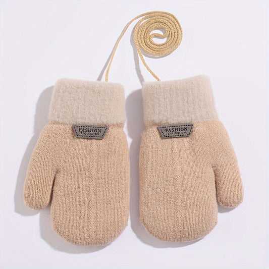 Kids Winter Sports Gloves Thick Warm Knitted Mittens
