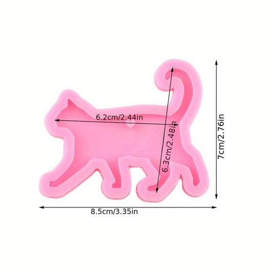 Cat Walking Necklace Pendant Silicone Mold Resin Crafting Animal Mould