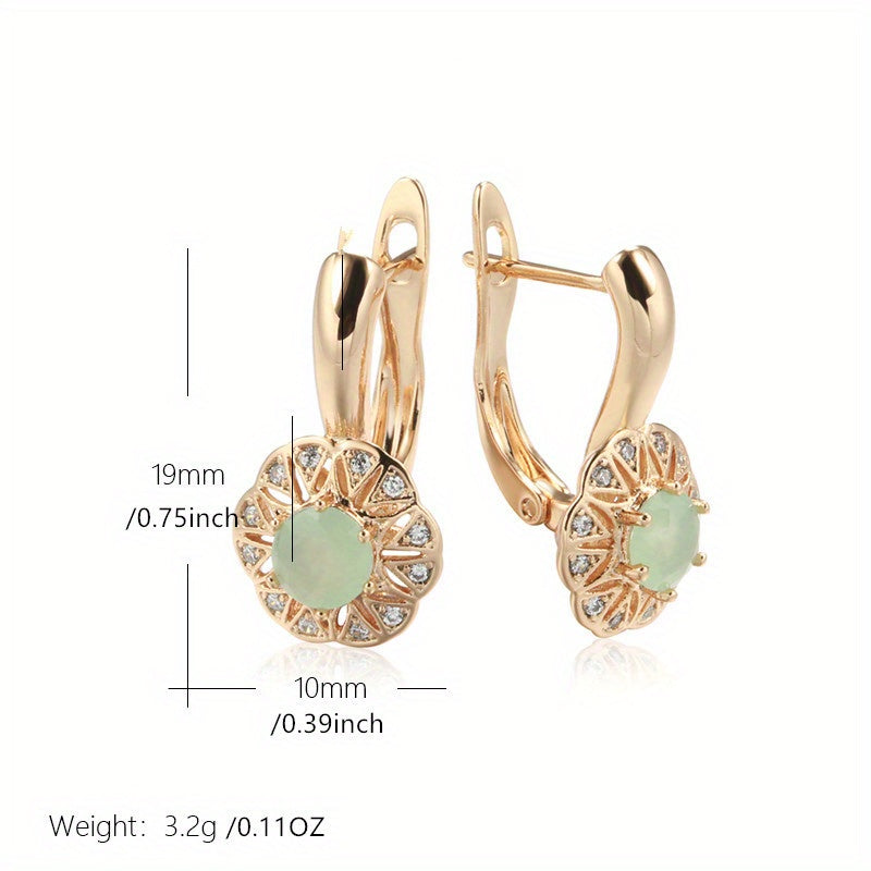 Green Zircon Drop Earrings Rose Gold Wedding Jewelry