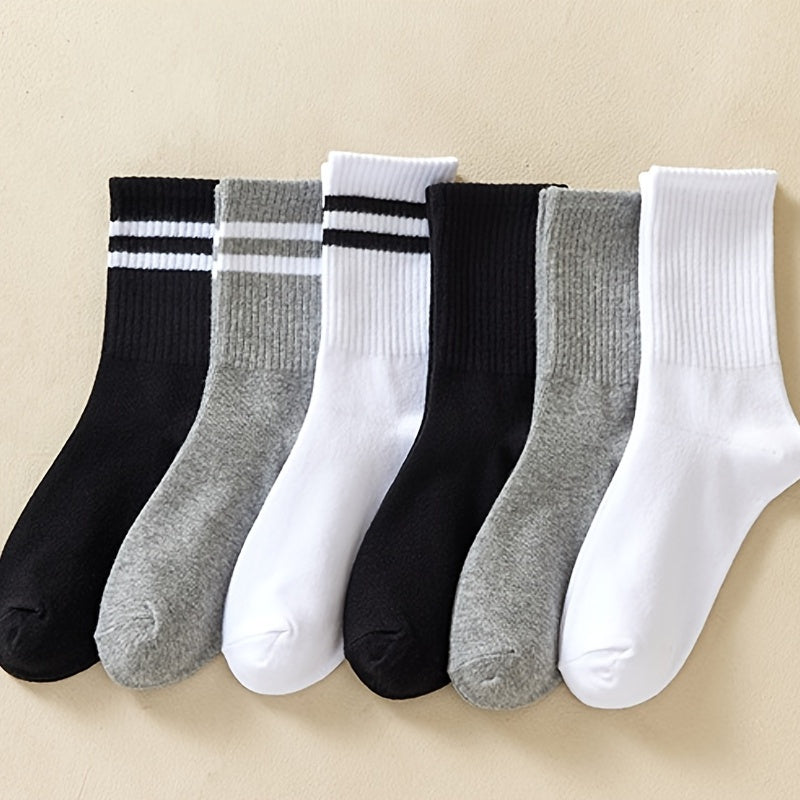 6 Pairs Men's Sport Crew Socks Autumn Winter Casual