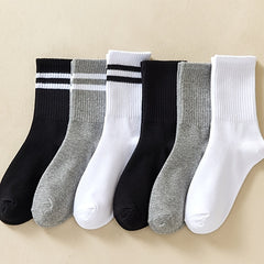 6 Pairs Men's Sport Crew Socks Autumn Winter Casual