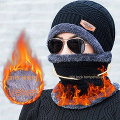 Winter Beanie Hat & Scarf Set Knitted Hat For Men And Women