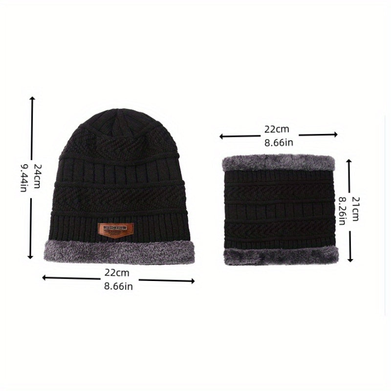 Winter Beanie Hat & Scarf Set Knitted Hat For Men And Women