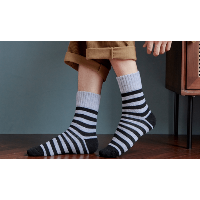 5 Pairs Men's Winter Wool Socks Thick Warm Crew Floor Socks