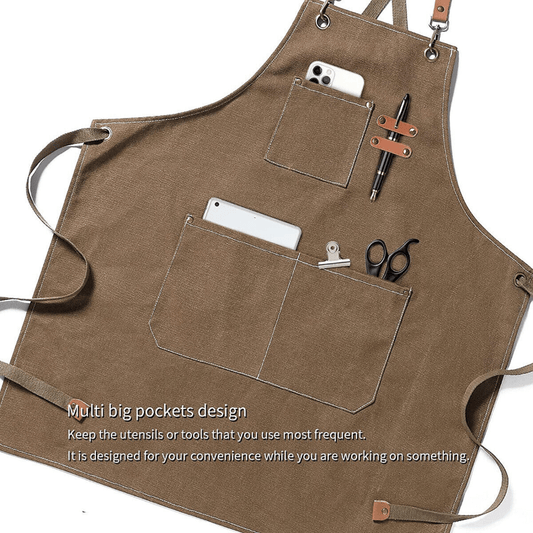 Thicken Canvas Apron Waterproof Stain Resistant With Pockets