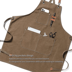 Thicken Canvas Apron Waterproof Stain Resistant With Pockets
