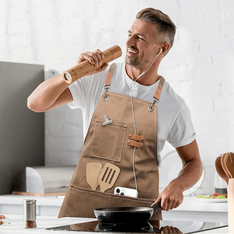 Thicken Canvas Apron Waterproof Stain Resistant With Pockets