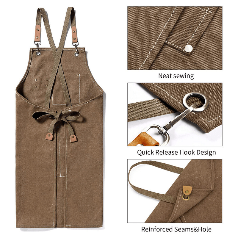 Thicken Canvas Apron Waterproof Stain Resistant With Pockets