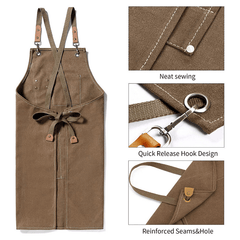 Thicken Canvas Apron Waterproof Stain Resistant With Pockets