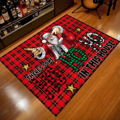 Plaid Santa Area Rug Soft Anti-slip Mat Xmas