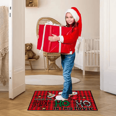 Plaid Santa Area Rug Soft Anti-slip Mat Xmas