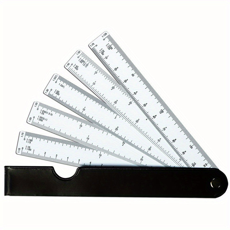 Fan Shape Scale Ruler Multifunctional 5 Blades 5 Sizes Foldable Rulers ...