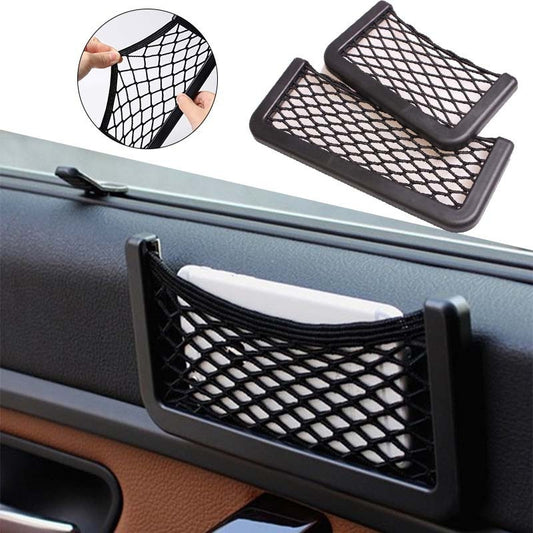 2pcs Universal Mesh Cargo Net Car Storage Net Wall Sticker Organizer Pouch Bag