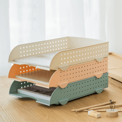 Stackable A4 Document Organizer Polished Plastic Tray with Geometric