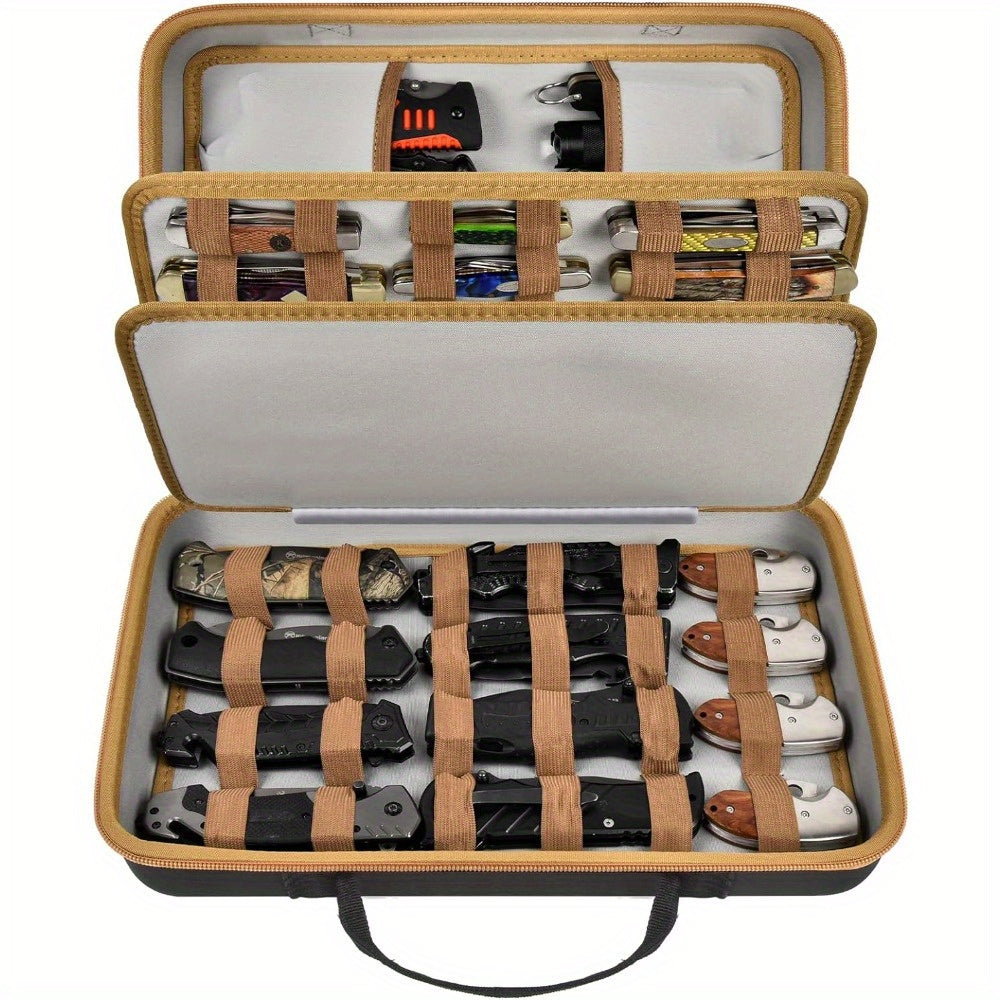 Restaurant Display Case 56 Pocket Folding Knives Storage Green