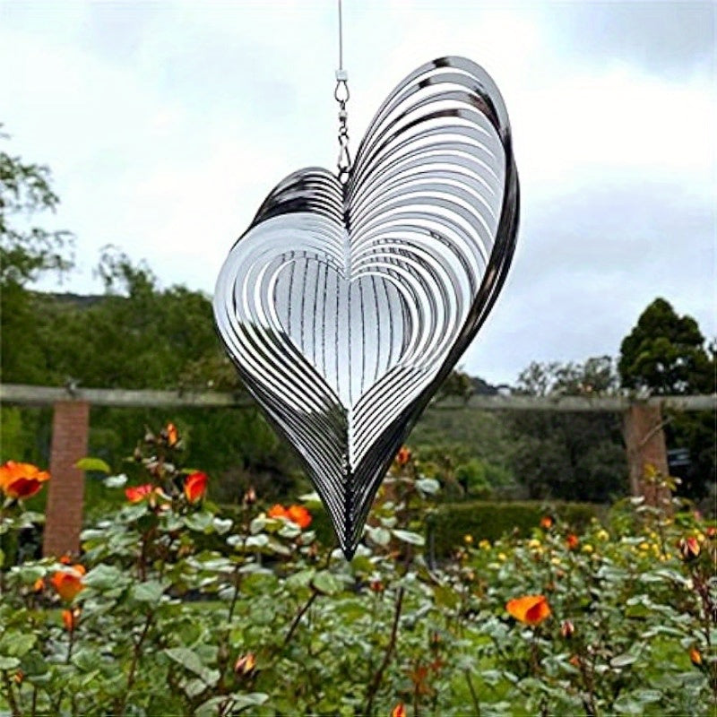 Metal Wind Spinner for Outdoor Garden Art - Silvery H