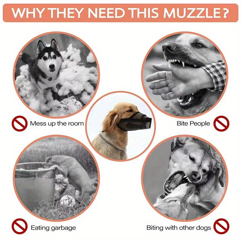 Adjustable Dog Muzzle Mesh Breathable Anti Biting