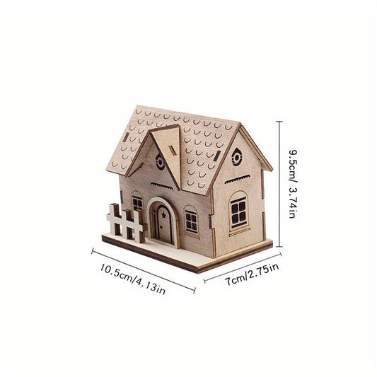 Christmas Wooden Cabin Family Toy DIY Small House Decoration