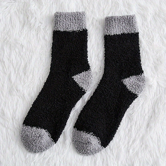 5 Pairs Men's Warm Thermal Crew Socks Plush Comfy Casual Unisex Winter Socks