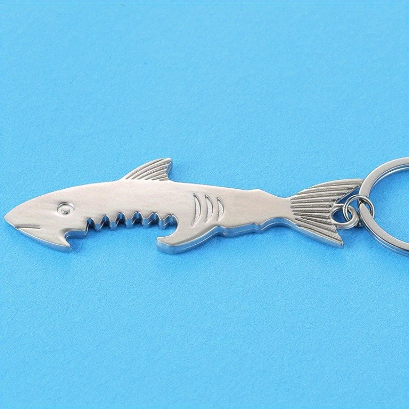 Christmas Shark Corkscrew Keychain Metal Gift