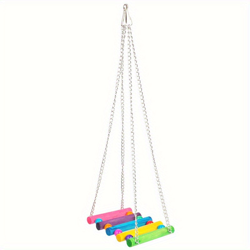 Wooden Suspension Bridge Hanging Bird Toy for Cockatiel Budgerigar