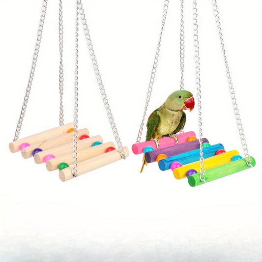 Wooden Suspension Bridge Hanging Bird Toy for Cockatiel Budgerigar