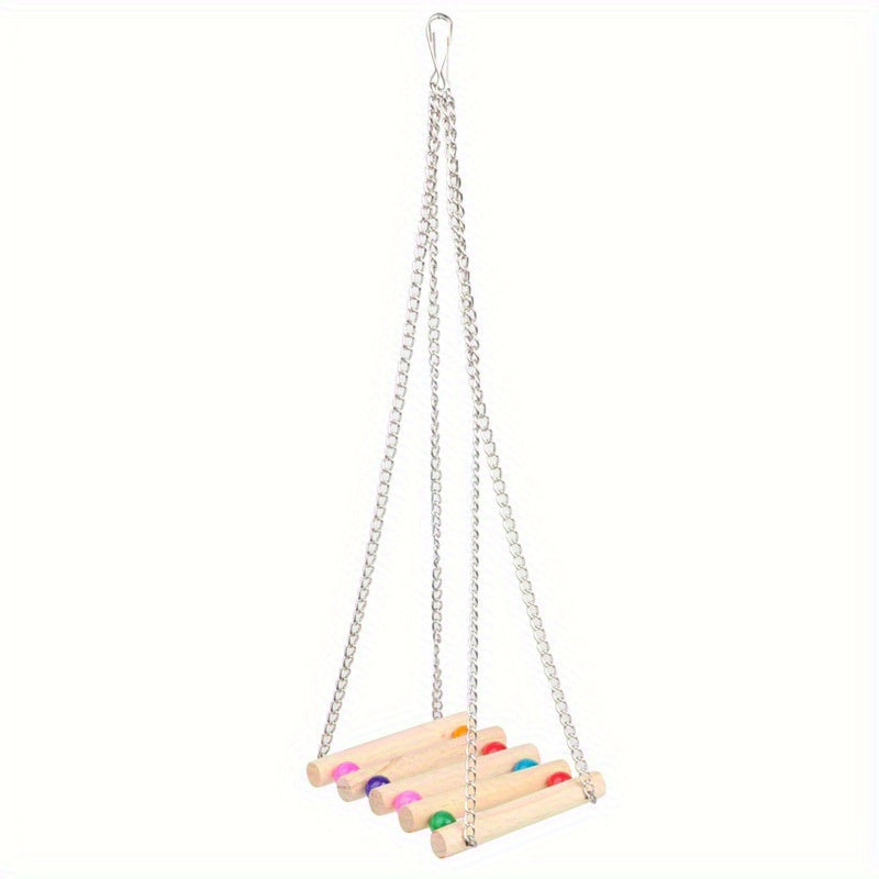Wooden Suspension Bridge Hanging Bird Toy for Cockatiel Budgerigar