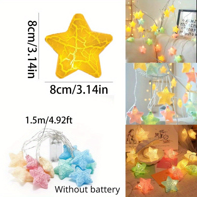 Star String Lights 3D Crack Star Fairy String Lights LED Indoor Outdoor Decor