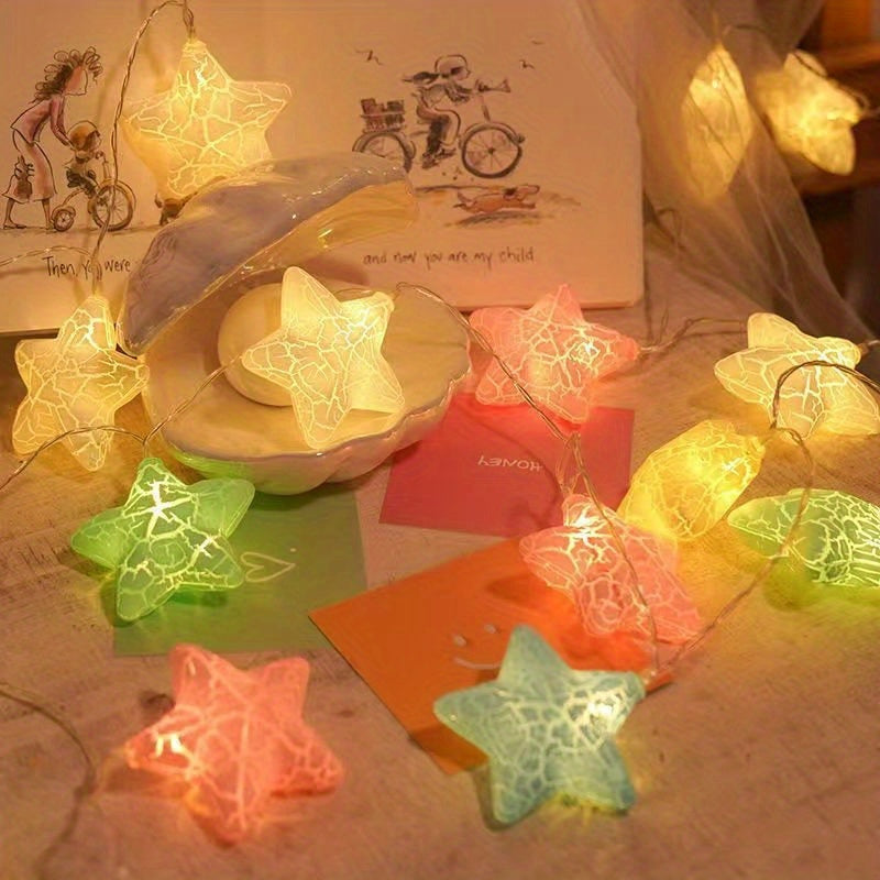 Star String Lights 3D Crack Star Fairy String Lights LED Indoor Outdoor Decor
