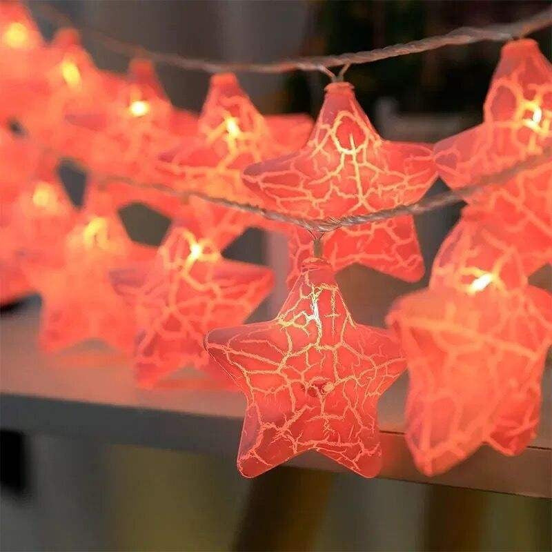 Star String Lights 3D Crack Star Fairy String Lights LED Indoor Outdoor Decor