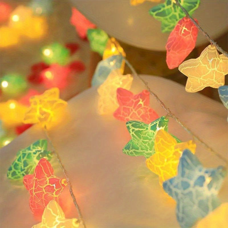 Star String Lights 3D Crack Star Fairy String Lights LED Indoor Outdoor Decor