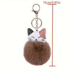 Cat Pom Plush Keychain Bag Decoration Wallet Accessory Holiday Gift