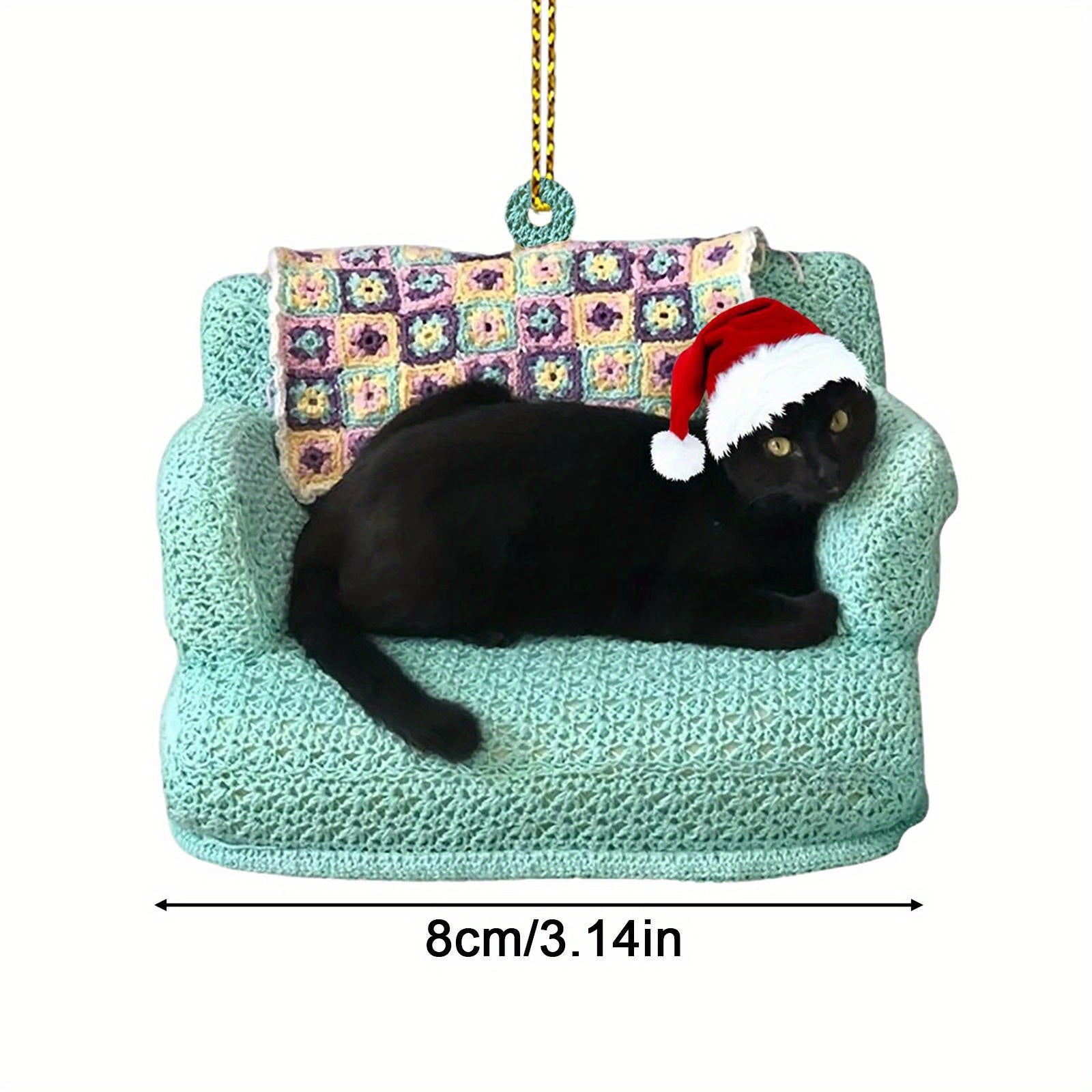 Christmas Tree And Cat Hanging Keychain Pendant Ornament Gift