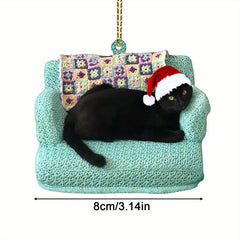 Christmas Tree And Cat Hanging Keychain Pendant Ornament Gift