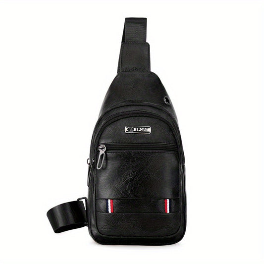 Men's Pu Chest Bag Shoulder Bag Waterproof Mobile Phone Storage Bag