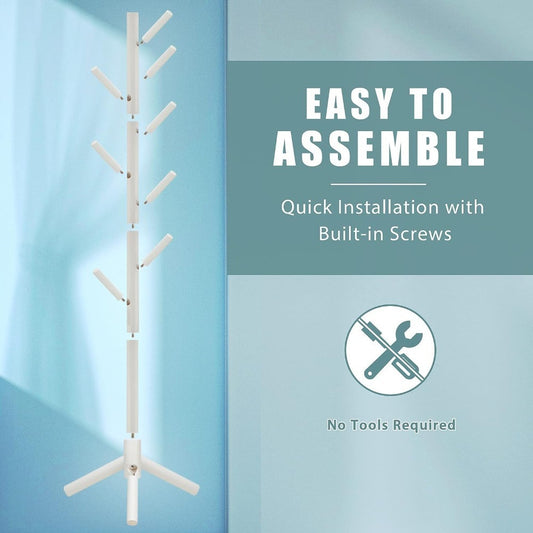 Wooden Standing Coat Storage Rack for Hats Clothes Bedroom