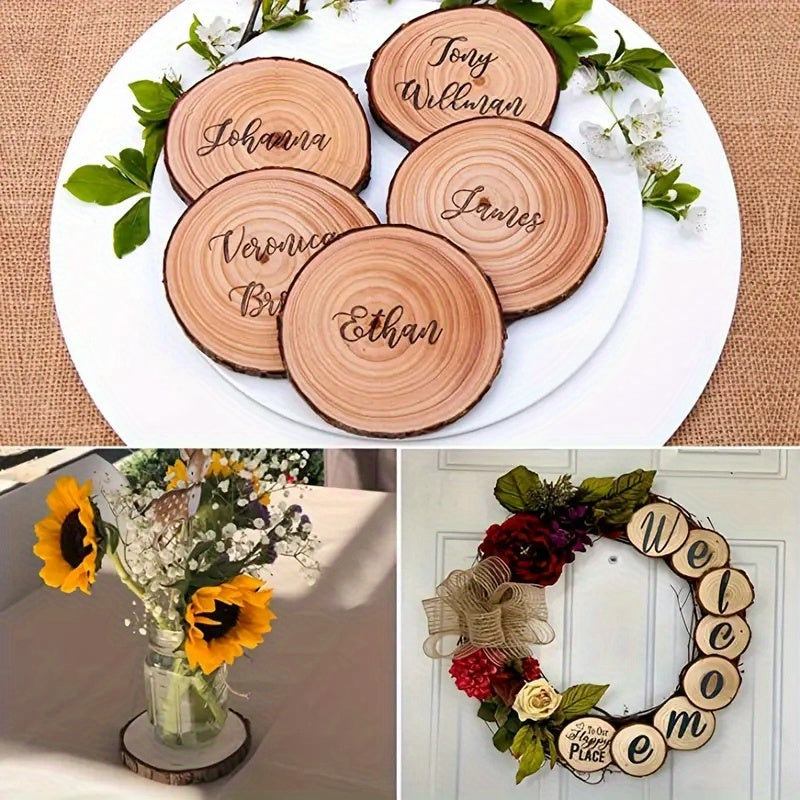 10pcs Natural Wood Chips Rounds for Coasters Wedding Decorations