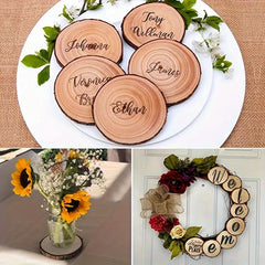 10pcs Natural Wood Chips Rounds for Coasters Wedding Decorations