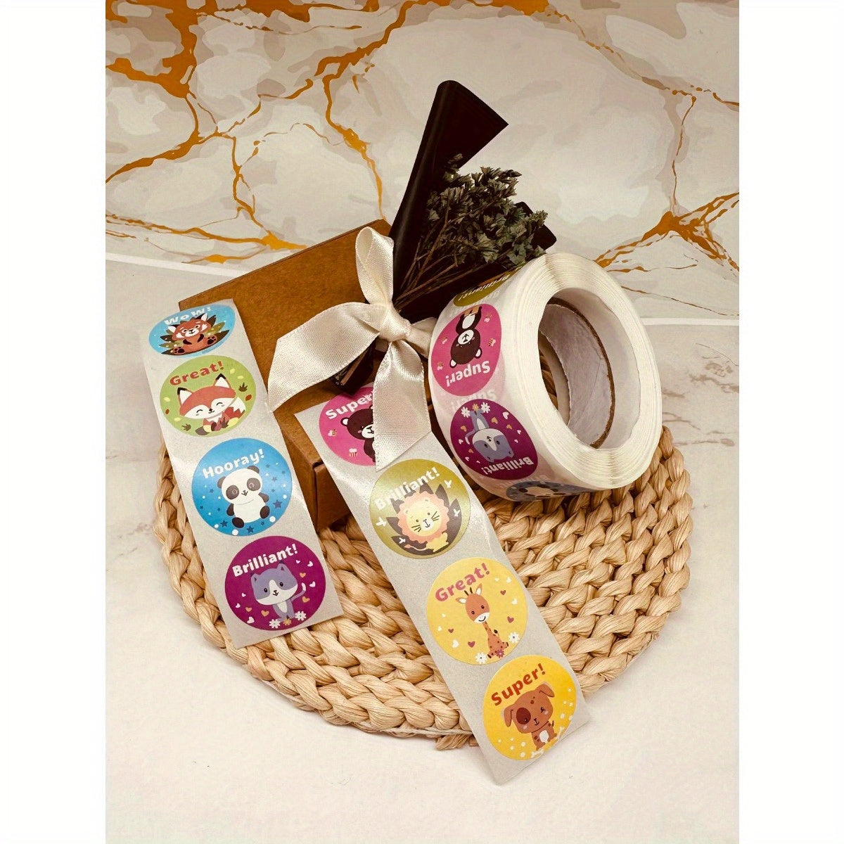 500pcs Round Incentive Stickers - Motivational Positive Words Stickers