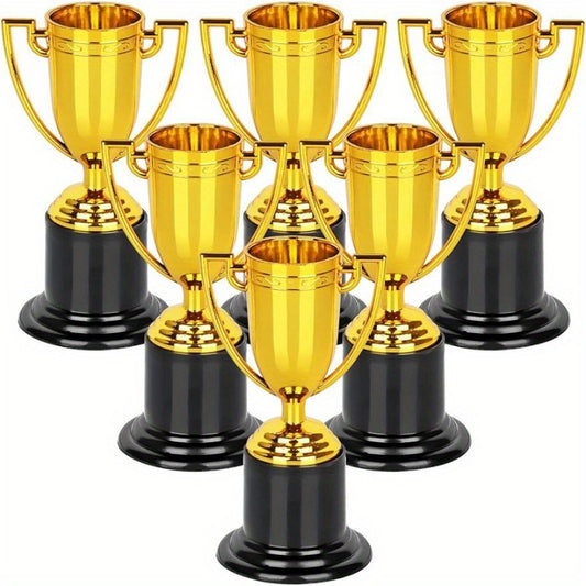 6pcs Mini Golden Plastic Trophies 10 16 Cm Cups Award Trophies