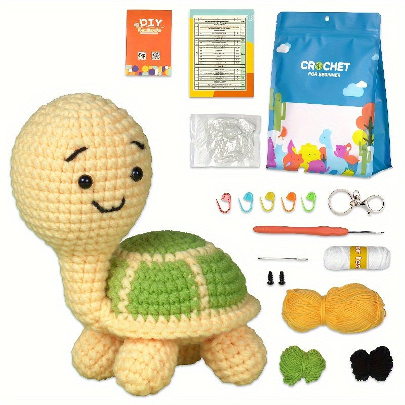 Crochet Material Package Doll Weaving DIY Wool Turtle Pendant Kit