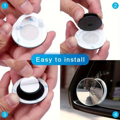 2pcs Car Blind Spot Rear View Mirrors Adjustable Wide Angle Small Round Mirrors