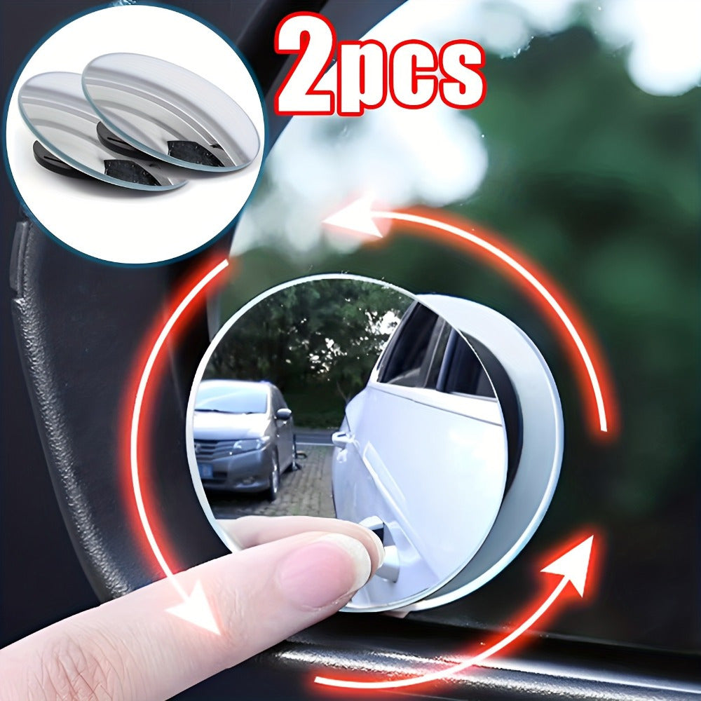 2pcs Car Blind Spot Rear View Mirrors Adjustable Wide Angle Small Round Mirrors