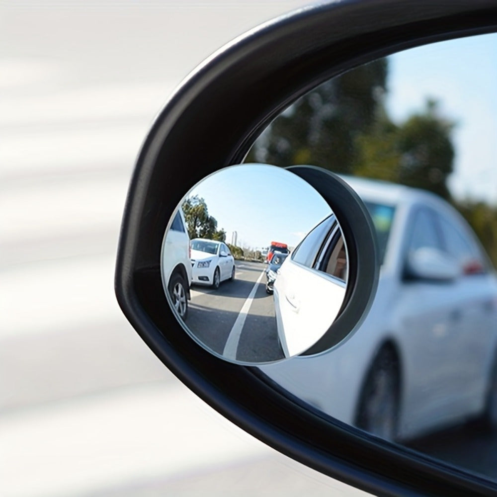 2pcs Car Blind Spot Rear View Mirrors Adjustable Wide Angle Small Round Mirrors