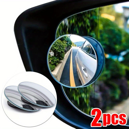 2pcs Car Blind Spot Rear View Mirrors Adjustable Wide Angle Small Round Mirrors