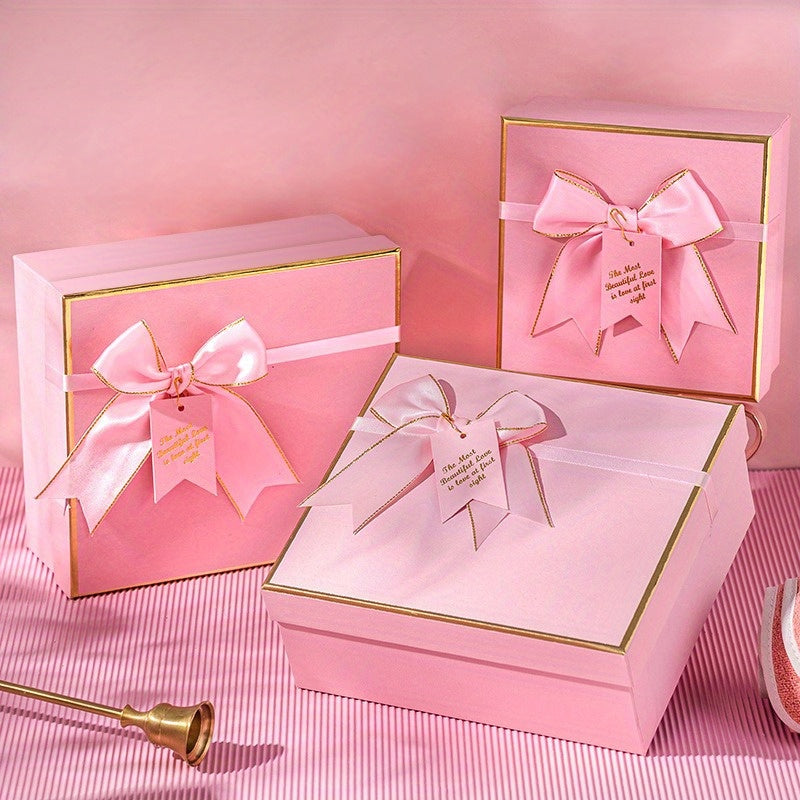 Pink With Bow Gift Packaging Box For Birthday Holiday Party
