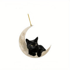 Cute Cat Moon Keychain Ornament