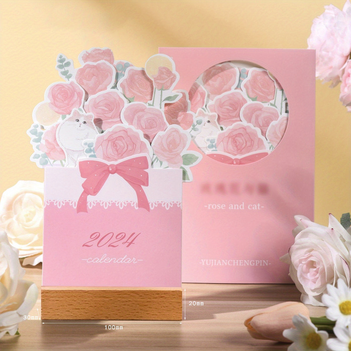3D Floral Desk Calendar Ornament with Planning Calendar