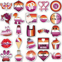 50pcs Lesbian Pride Stickers for DIY Skateboard Guitar Water Cup Luggage Helmet