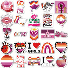50pcs Lesbian Pride Stickers for DIY Skateboard Guitar Water Cup Luggage Helmet
